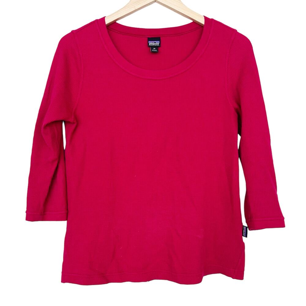Patagonia Red Organic Cotton Thermal 3/4 Sleeve Shirt Sz XS - Picture 1 of 6